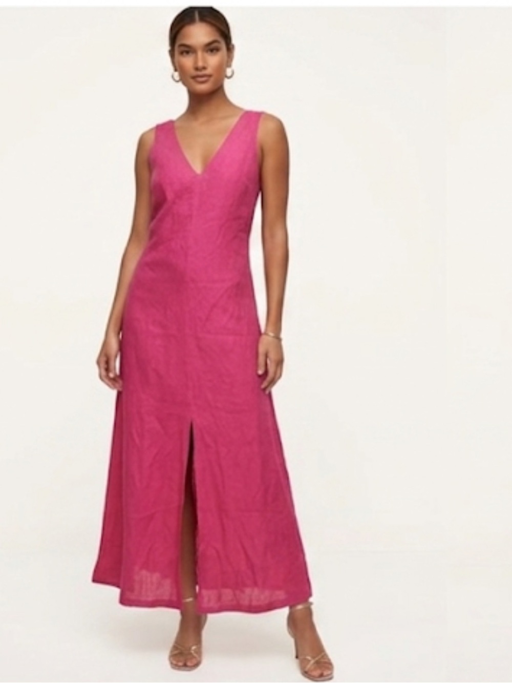 HARIS Cotton Linen Pink Sleeveless Maxi Dress Size large
